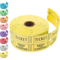 1000 Tacticai Yellow Raffle Tickets (8 Colors Available), Double Roll, 2"" X 2"" Ticket For Events, Entry, Class Reward, Fundraiser & Prizes