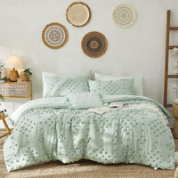 Geniospin Sage Green Full Comforter Set 8 Pieces, Bed In A Bag Queen With Comforters, Sheets, Pillowcases & Shams, Boho Pom Design, All Season Down Alternative Bedding Sets (Full, 80X90 Inches)