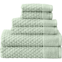 Great Bay Home 100% Cotton Bath Towel And Washcloth Sets | 2 Bath Towels, 2 Hand Towels, And 2 Washcloths | Quick Dry Bath Towels | Grayson Collection (6 Piece Set, Diamond Pale Green)
