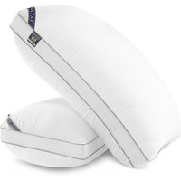 Mzoimzo Luxury Hotel Collection Bed Pillows For Sleeping- Firm Queen Size Set Of 2, Gusseted Plus Cooling Side Mesh Design, Premium Down Alternative Filling For Back, Stomach Or Side Sleepers, Grey