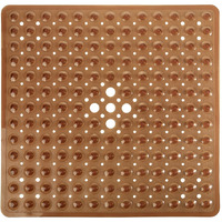 Yimobra Shower Bathtub Mat Non Slip, 21X21 Inch, Soft Square Bath Mat For Tub With Suction Cups And Drain Holes, Stall Floor Mats For Bathroom, Machine Washable, Bathroom Accessories, Clear Brown