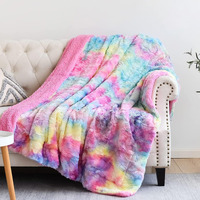 Newcosplay Super Soft Faux Fur Throw Blanket For Couch Dark Rainbow Sherpa Fuzzy Plush Warm Blanket For Sofa Bed (Dark Rainbow, Throw(40 ""X50 ""))