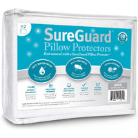 Set Of 2 Queen Size Sureguard Pillow Protectors - 100% Waterproof, Bed Bug Proof, Hypoallergenic - Premium Zippered Cotton Terry Covers