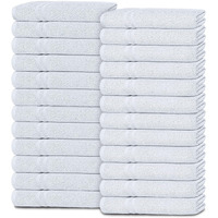Wealuxe White Washcloths For Body And Face Towel, Cotton Wash Cloths Bulk 24 Pack, Flannel Spa Fingertip Wash Clothes 12X12 Inch, Soft Absorbent Gym Towels
