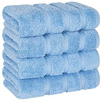 American Soft Linen Hand Towels, Hand Towel Set Of 4, 100% Turkish Cotton Hand Towels For Bathroom, Hand Face Towels For Kitchen, Sky Blue Hand Towel