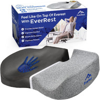 Everrest Seat Cushion For Office Chair Plus Size - Firm Extra Wide Large Memory Foam Pillow For Tailbone, Coccyx, Sciatica, Back Pain Relief - Thick Pad For Long Hours Sitting, Gaming