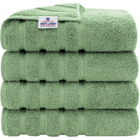 American Soft Linen Luxury 4 Piece Bath Towel Set, 100% Turkish Cotton Bath Towels For Bathroom, 27X54 In Extra Large Bath Towels 4-Pack, Bathroom Shower Towels, Sage Green Bath Towels