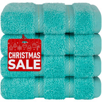 American Soft Linen Luxury Washcloths For Bathroom, 100% Turkish Cotton Washcloth Set Of 4, 13X13 In Soft Washcloths For Body And Face, Baby Washcloths, Turquoise Blue Washcloths