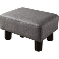 Small Rectangle Foot Stool, Pu Leather Fabric Footrest Small Ottoman Stool With Non-Skid Plastic Legs, Modern Rectangle Footrest Small Step Stool Ottoman For Couch, Desk, Office, Living Room, Gray