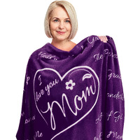 Gifts For Mom, Blanket For Mom Gifts, Christmas Gifts For Mom From Daughter, Mom Birthday Gifts, Gift For Mom From Son, Present I Love You Mom Blanket, Throw Blanket 65 ""     50 "" (Purple)