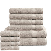 Lane Linen 10 Pc Large Bath Towels Set, 100% Cotton Quick Dry Bath Towels For Bathroom 2Pc, 4 Hand Towels And Washcloths Sets, Spa And Gym Towels, Soft Hotel Quality Absorbent Towels - Platinum