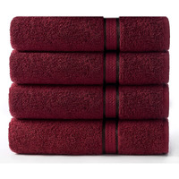Cotton Craft Ultra Soft 4 Pack Oversized Extra Large Bath Towels 30X54 Burgundy Weighs 22 Ounces - 100% Pure Ringspun Cotton - Luxurious Rayon Trim - Ideal For Everyday Use - Easy Care Machine Wash