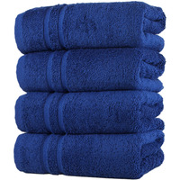 Hawmam Linen Royal Navy Blue Hand Towels 4-Pack - 16 X 29 Turkish Cotton Premium Quality Soft And Absorbent Small Towels For Bathroom