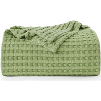Utopia Bedding Cotton Waffle Blanket 300 Gsm (Sage Green - 90X84 Inches) Soft Lightweight Breathable Bed Blanket Full Size Layering Any Bed For All Season