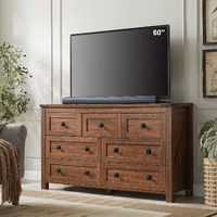 T4Tream Farmhouse 7 Drawers Dresser For Bedroom, Wood Rustic Dresser Tv Stand, Storage Dressers Organizer For Bedroom, Living Room,Hallway, Reclaimed Barnwood
