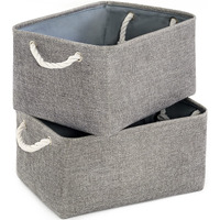 Thewarmhome Large Storage Bins Basket, 2 Pack Grey Fabric Storage Cubes For Baby Changing Table Nursery Livingroom Kidsroom Playroom Toy, Collapsible Storage Baskets For Organizing Shelves Closet