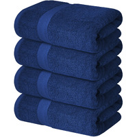 Infinitee Xclusives Premium Bath Towels Set Pack Of 4-100% Ring Spun Cotton Towels - Navy Blue Bath Towels 27 X 54 - Soft Feel, Quick Dry, Highly Absorbent Durable Towels, Perfect For Daily Use