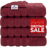 American Soft Linen Luxury 4 Piece Bath Towel Set, 100% Turkish Cotton Bath Towels For Bathroom, 27X54 In Extra Large Bath Towels 4-Pack, Bathroom Shower Towels, Red Bath Towels