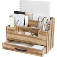 Natural Wood Mail Organizer With Drawer - Desk Organizers And Storage Desktop Organizer - Desk Organizers And Accessories For Women Office Desk Organization - Organizer For Desk - Office Organization