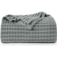 Utopia Bedding Cotton Waffle Blanket 300 Gsm (Cool Grey - 90X108 Inches) Soft Lightweight Breathable Bed Blanket King Size Layering Any Bed For All Season