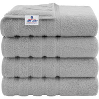 American Soft Linen Luxury 4 Piece Bath Towel Set, 100% Turkish Cotton Bath Towels For Bathroom, 27X54 In Extra Large Bath Towels 4-Pack, Bathroom Shower Towels, Light Gray Bath Towels