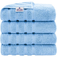 American Soft Linen Luxury 4 Piece Bath Towel Set, 100% Turkish Cotton Bath Towels For Bathroom, 27X54 In Extra Large Bath Towels 4-Pack, Bathroom Shower Towels, Sky Blue Bath Towels