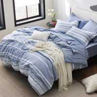 Bedsure Bedding Sets Queen 7 Pieces, Striped Blue Comforter Set Queen All Season Bed Set, Bed In A Bag Queen With Comforter, Sheets, Pillowcases & Shams