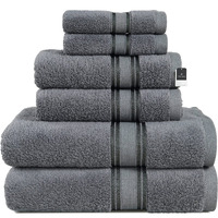 Lane Linen Luxury Bath Towels Set - 6 Piece Set, 100% Cotton Bathroom Towels, Zero Twist, Quick Dry Shower Towels, Super Absorbent Bath Towel, 2 Bath Towels, 2 Hand Towels, 2 Wash Cloths - Space Grey