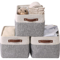 Decomomo Storage Bins | Fabric Storage Basket For Shelves For Organizing Closet Shelf Nursery Toy | Decorative Large Linen Closet Organizer Bins With Handles (Grey & White, Xl - 3 Pack)