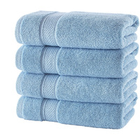 Nova Luxury Linen - Hotel Quality Turkish Towel Set For Bathroom (4 Pcs Hand Towel Set, Sky Blue)