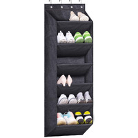 Sleeping Lamb Shoe Rack For Door With Large Deep Pocket, Hanging Door Shoe Organizer For Closet Hanger, Dorm And Narrow Sneaker Storage Holder, Black