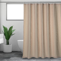 Fabric Shower Curtains For Bathroom, Tan Waffle Weave, 72X72 In, Farmhouse Boho Shower Curtains, Cotton Polyester Blend