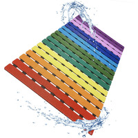 Luxuryou Non Slip Bathtub Mat | Double-Layered Shower Floor Mat With Suction Cups | Ez-Dry Construction | Non-Toxic, Bpa, Latex, Phthalate, Pvc Free (Rainbow)