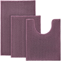 Urvoix Bathroom Rugs Sets 3 Piece, Non-Slip Chenille Bath Rug - Ultra Soft, Washable, Super Absorbent Bath Mat For Bathroom, Toilet And Tub (Mauve)