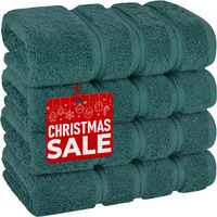 American Soft Linen Luxury Hand Towels, Hand Towel Set Of 4, 100% Turkish Cotton Hand Towels For Bathroom, Hand Face Towels For Kitchen, Colonial Blue Hand Towel