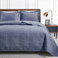 Love 's Cabin King Size Quilt Set Blue Bedspreads - Soft Bed Summer Quilt Lightweight Bedspread Comforter - Modern Style Coin Pattern Coverlet For All Season - 3 Piece (1 Quilt, 2 Pillow Shams)