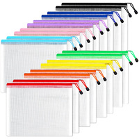 Sunee Plastic Mesh Zipper Pouch 9X13 In (6 Colors, 18 Packs),Extra Large Water-Resistant Zip Bag For School Office Supplies, Puzzles & Games Organizing Storage