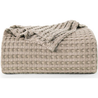 Utopia Bedding Cotton Waffle Blanket 300 Gsm (Khaki - 90X90 Inches) Soft Lightweight Breathable Bed Blanket Queen Size Layering Any Bed For All Season