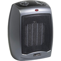 Lasko 754201 Small Portable 1500W Electric Ceramic Space Heater With Tip-Over Safety Switch, Overheat Protection, Thermostat And Extra Long 8-Ft Cord For Indoor Ho, 9.2 X 7 X 6 Inches, Gray