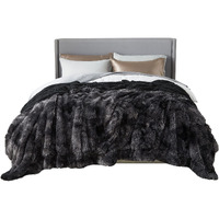 Bedsure Faux Fur Blankets Queen Size Tie Dye Black - Fuzzy, Fluffy, And Shaggy Faux Fur, Soft And Thick Sherpa, Tie-Dye Decorative Gift, Queen Blankets For Bed, 90X90 Inches, 380 Gsm
