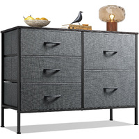 Wlive Dresser For Bedroom With 5 Drawers, Wide Bedroom Dresser With Drawer Organizers, Chest Of Drawers, Fabric Dresser For Living Room, Closet, Hallway, Dark Grey