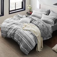 Bedsure Full Size Comforter Sets 7 Pieces, Gray White Striped Comforter Full Size All Season Bed Set, Bed In A Bag Full With Comforter, Sheets, Pillowcases & Shams