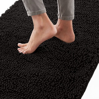 Gorilla Grip Bath Rug 24X17, Thick Soft Absorbent Chenille, Rubber Backing Quick Dry Microfiber Mats, Machine Washable Rugs For Shower Floor, Bathroom Runner Bathmat Accessories Decor, Black