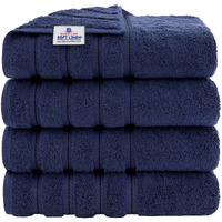 American Soft Linen Luxury 4 Piece Bath Towel Set, 100% Turkish Cotton Bath Towels For Bathroom, 27X54 In Extra Large Bath Towels 4-Pack, Bathroom Shower Towels, Navy Blue Bath Towels