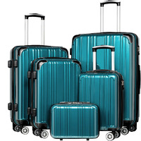 Coolife Luggage Expandable 5 Piece Sets Pc+Abs Spinner Suitcase 20 Inch 24 Inch 28 Inch (Green New)