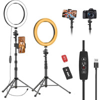Emart 10"" Ring Light With 55"" Extendable Tripod Stands And Phone Holder, Dimmable Led Circle Round Light For Selfie Camera Photography/Makeup/Youtube Video/Vlogging/Live Streaming