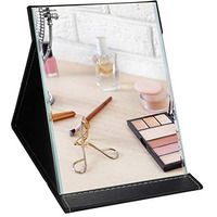 Zbeivan 10X7 Inches Portable Folding Makeup Mirror With Cosmetic Desktop Standing For Travel, Vanity Table, Room Decor, Beauty Gifts, Black