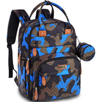 Babbleroo Diaper Bag Backpack, Nappy Changing Bags Multifunction Waterproof Travel Back Pack With Changing Pad & Stroller Straps & Pacifier Case, Unisex And Stylish (Camo Blue)