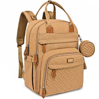 Babbleroo Diaper Bag Backpack - Baby Essentials Travel Tote - Multi Function Waterproof Diaper Bag, Travel Essentials Baby Bag With Changing Pad, Stroller Straps & Pacifier Case - Unisex, Beige