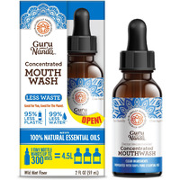 Gurunanda Concentrated Mouthwash, Helps With Bad Breath, Promotes Teeth Whitening, Made With 100% Natural Essential Oils, 1 Bottle Equals 300 Rinse, Fluoride-Free - Mint Flavored (2 Oz)